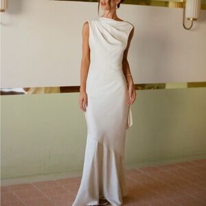 White Satin Maxi Dress